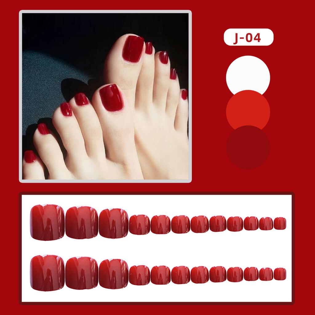 24Pcs Glossy Lake Blue Press On Toenails Full Coverage Artificial Acrylic Fake Toe Nails Removable Wearable Nail Art
