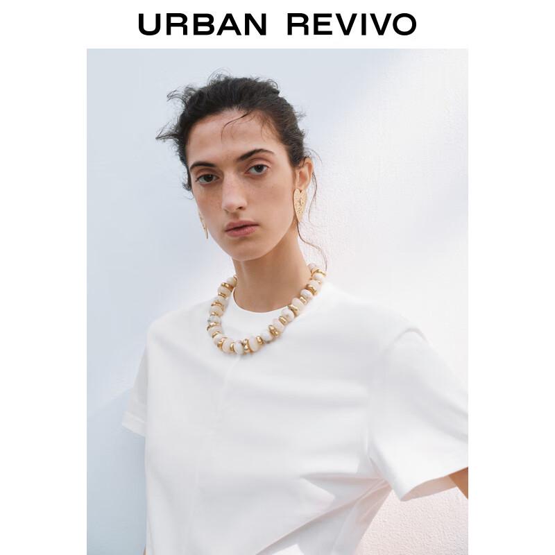 UR 2025 Women's Casual Slit Round Neck Short Sleeve T-Shirt