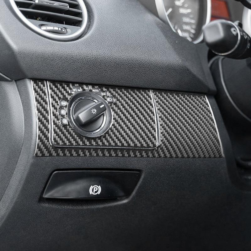 ABLZ-Accessories For Mercedes Benz M Class W164 2006-2011 Headlight Switch Panel Cover Trim Carbon Fiber Lhd