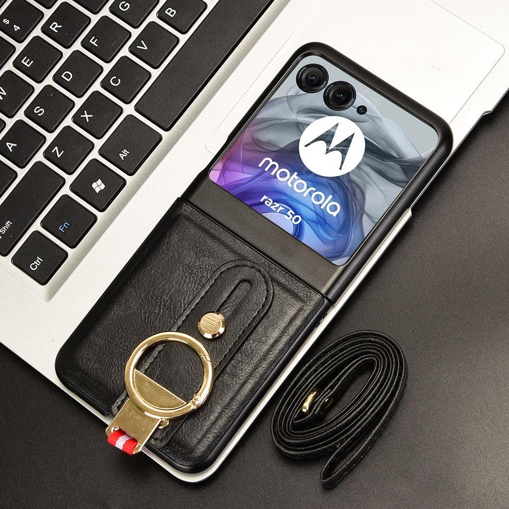 For Motorola Razr 50 5G Case Bottle Opener Wristband Leather+PC+TPU Phone Cover