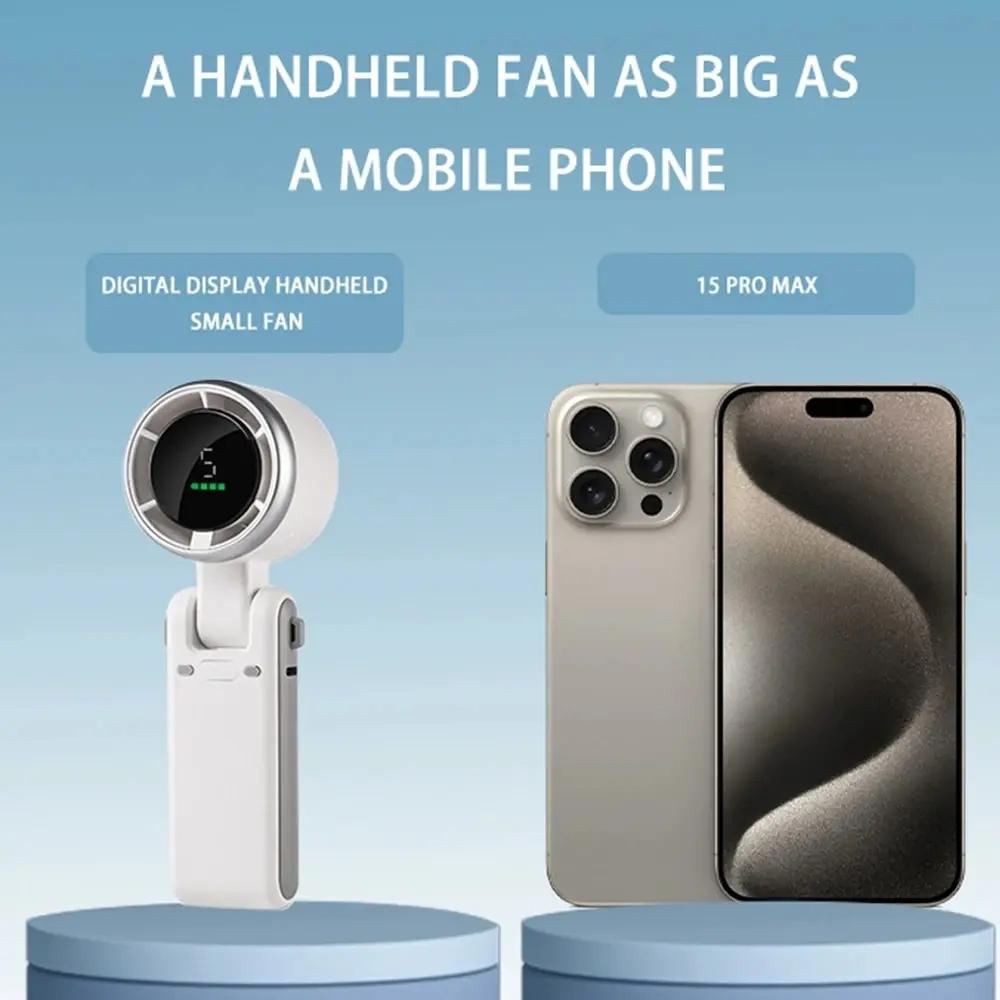 New Portable Handheld Personal Rechargeable Desk Fan LED Digital Display 180°Adjustable Rechargeable Air Fan , 5 Speed Win 2025