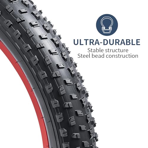 YunSCM Set of 2, 20x3.0 76-406 Bicycle Tires and 20x3.0/3.5 Tubes with 32mm Wall and 32mm American Valves, for 20-inch 3.0 Fat Bikes, Y-064