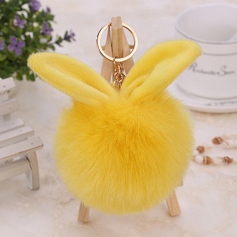 

Милый пушистый кроличий комок ушек, меховой искусственный кроличий мех, шарик, кулон, веревка, плюшевые игрушки для кукол, декор, сумка, подвеска, игрушка жёлтый