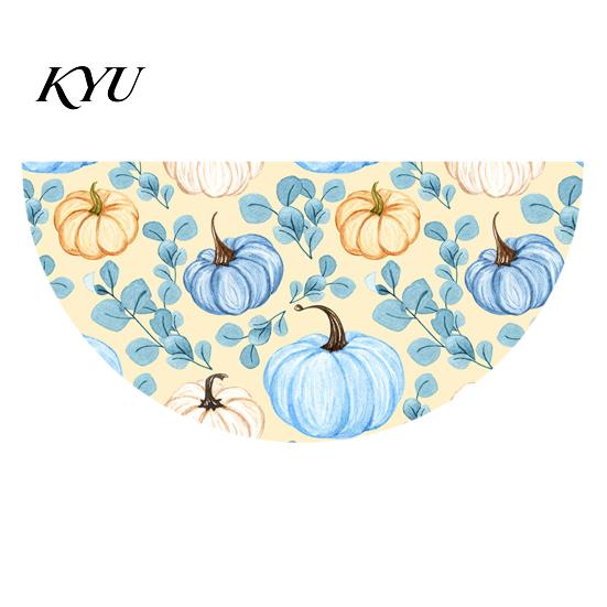 Semicircular Autumn Party Supplies Fall Bunting Fan Flag for Outside, 1.5 X 3ft Turkey Pumpkin Maple Thanksgiving Leaf Pattern Hanging Banner, Harvest
