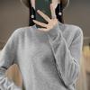 Women's Slimming Wool Sweater - Half High Neck, Long Sleeve, Loose Velvet Pullover, Versatile Knitwear for Autumn/Winter.