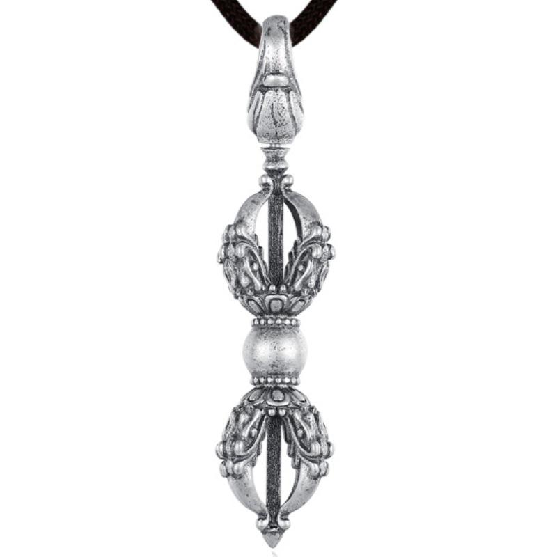 Ethnic Style Diamond Pestle Pendant, Tibetan Artifact, Demon Slaying Pestle Necklace, Vintage Pendant Accessory