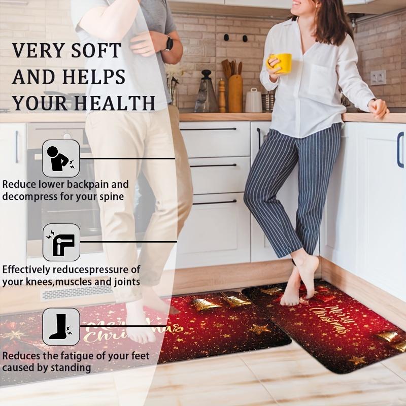 1 Stück Anti-Ermüdungs-Küchenteppiche, weihnachtlich, wasserdicht, rutschfest, dick gepolstert, Küchenmatte, strapazierfähig, bequeme Stehmatte für die Küche