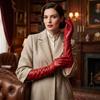 Long Gloves Full Finger  Mittens Fashion Pu Leather Gloves  Women