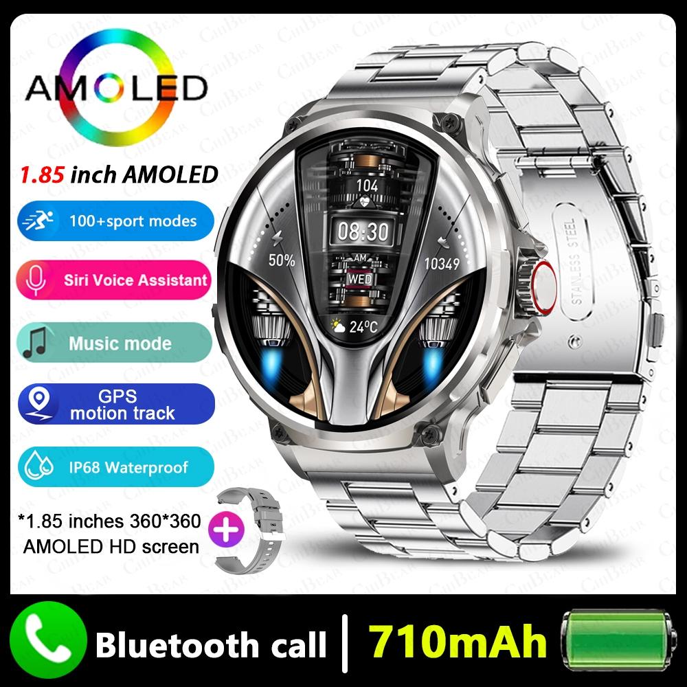 2025 NEW Smart Watch Men 1.85 Inch Ultra HD 710 MAh Extra Long Life Military Smartwatches 400+Dial Fitness BT Calling Smartwatch