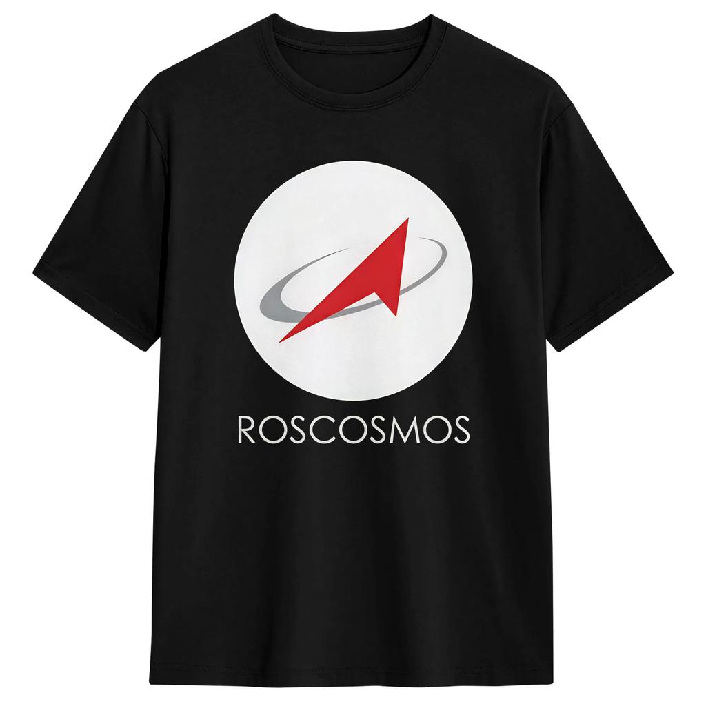 Roscosmos Logo 2026 Unisexs T Shirt Unique Tees Short Sleeve Crewneck TShirts 100 Cotton Gift Idea Clothing