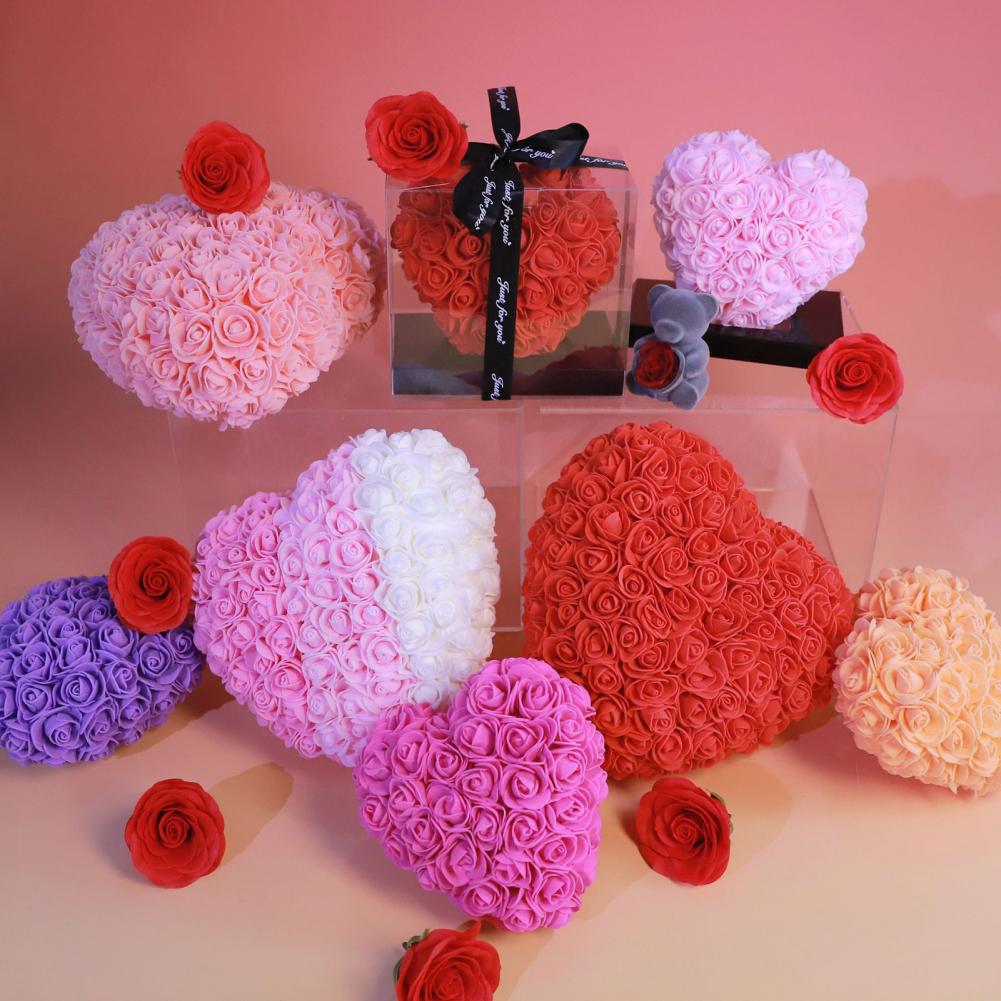 500 Pcs DIY Rose And Bear Flowers Artificial Rose Head Flower Arrangement Mini Artificial Foam Rose Heads Bulk Flower Heads
