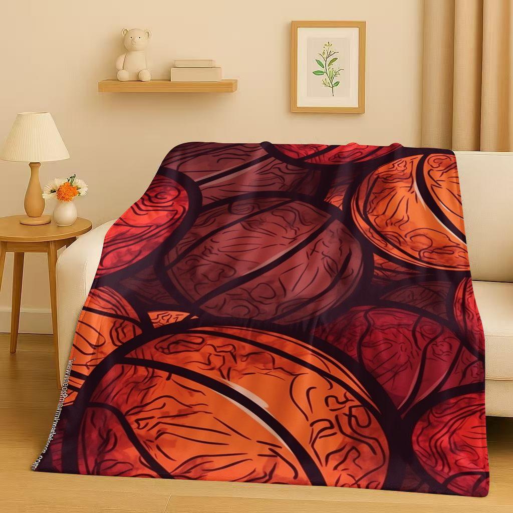 Classic Basketball Court Art Flannel Blanket,Ultra Soft Warm Plush Throw for Home Bedroom Bed Sofa Cover Travel Camping  Gift