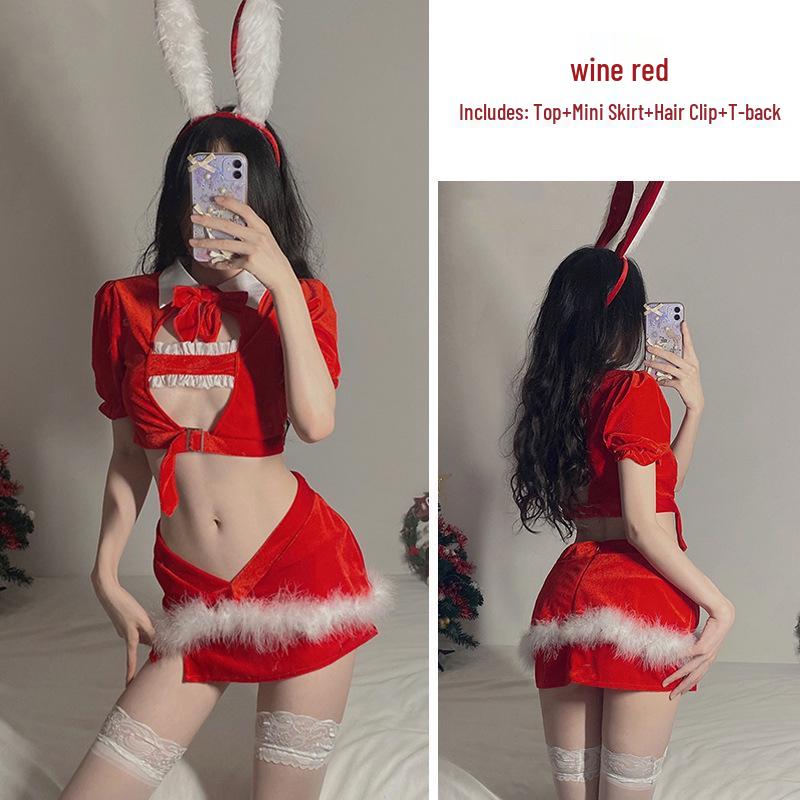 Velvet Slimming Bunny Girl Costume: Cute, Fluffy, Sexy New Year and Christmas Dress Set