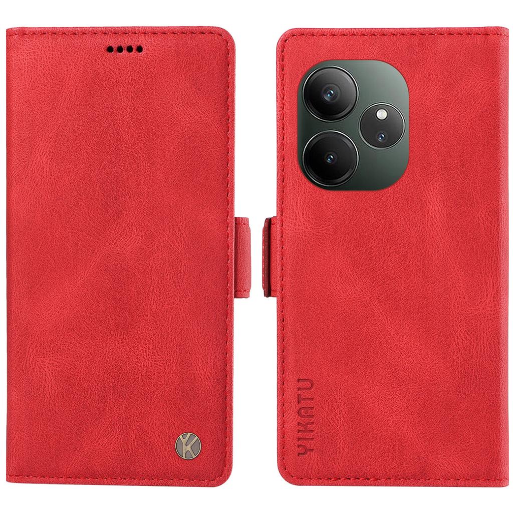 For Realme GT 6 5G Case PU Leather Phone Cover with Card Holder Side Magnetic Clasps