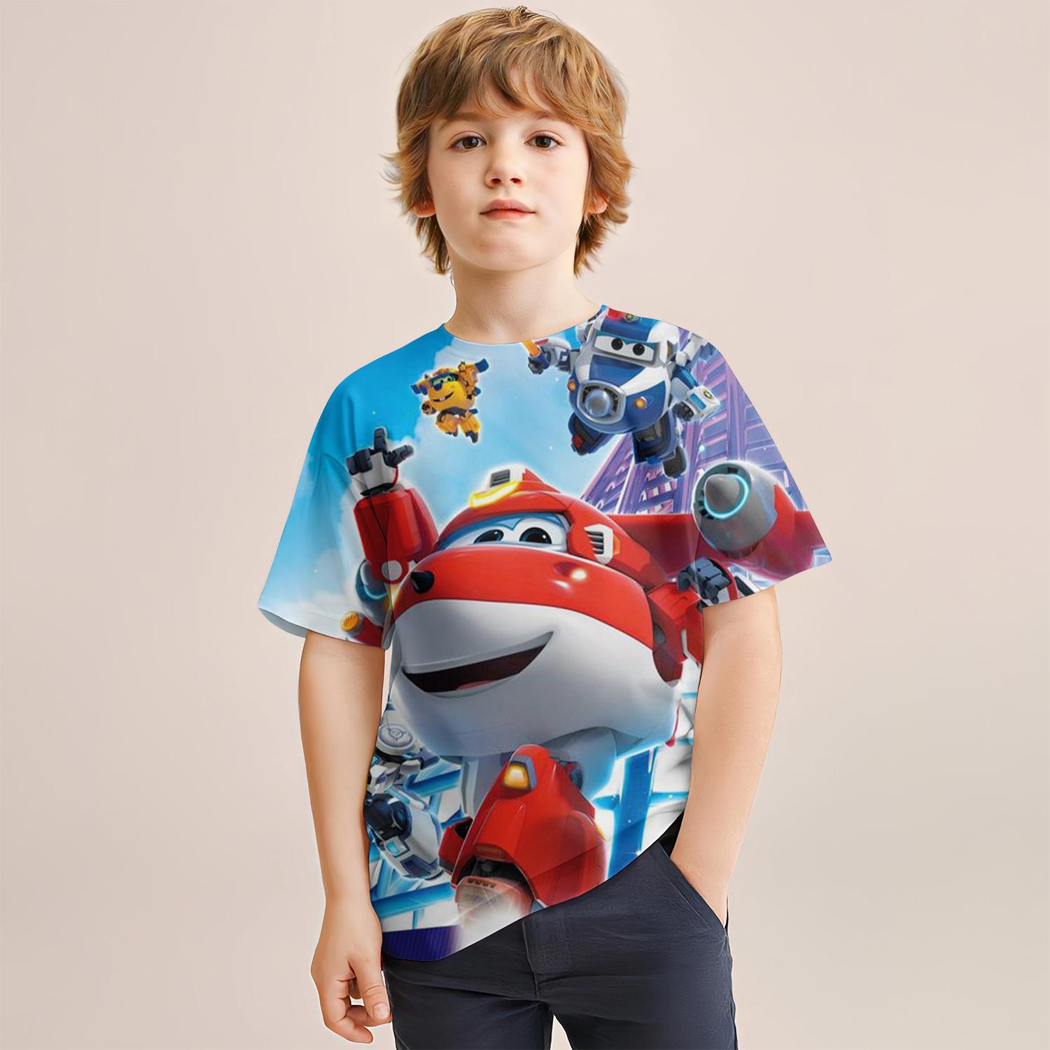 

Super Wings children s T-shirt 3D cartoon printing clothing birthday cool fashion trend children s casual party 100