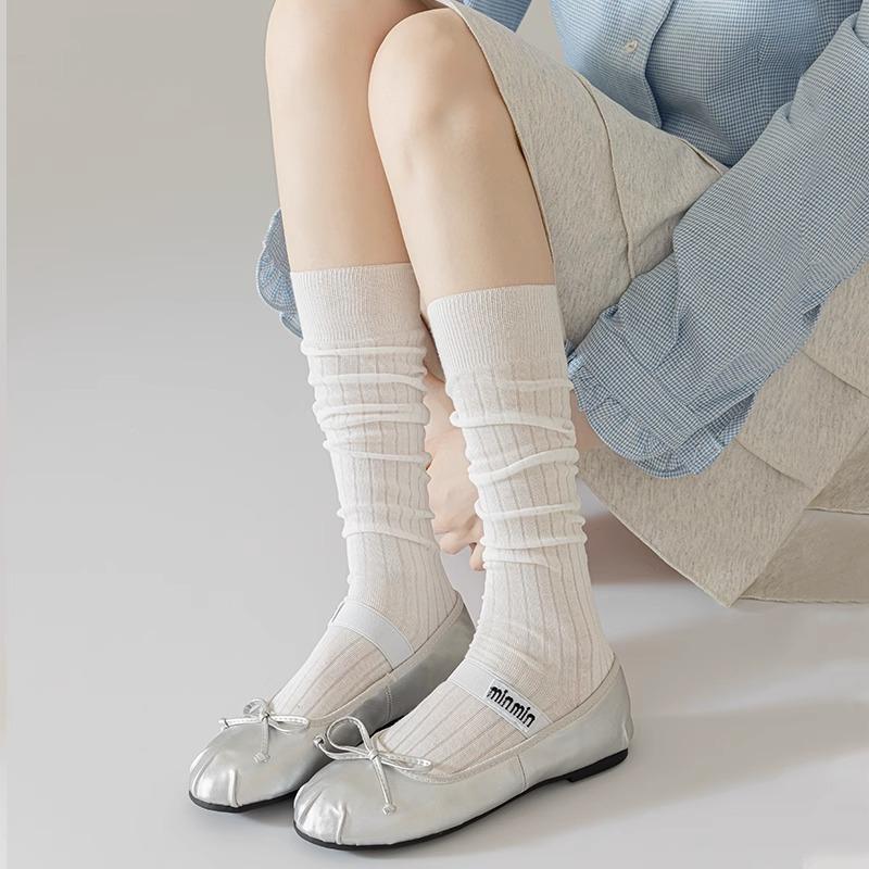Autumn and Winter Light Colors Jk Versatile Half-socks, Thin Spring-summer Calf Socks, Stylish Ballet Mid-length Stacked Socks