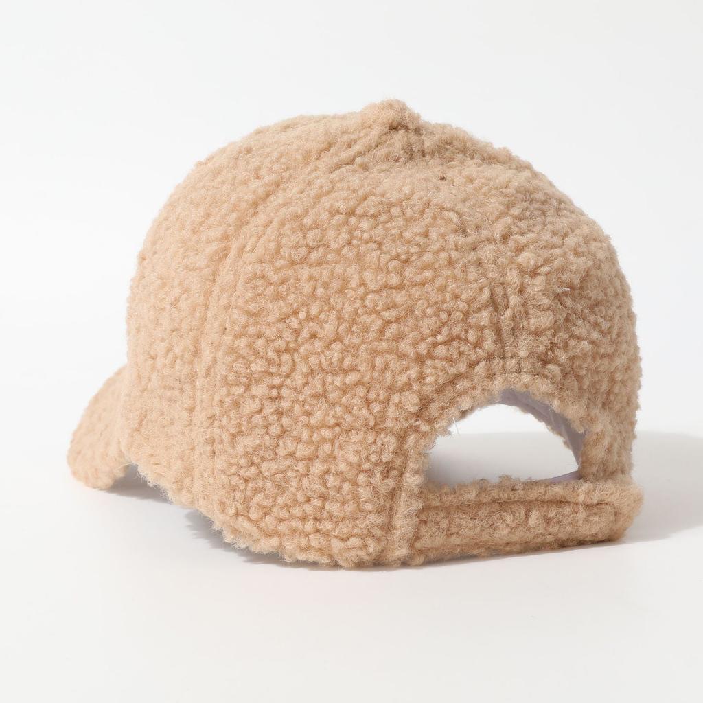 Baseball Cap Women's Solid Lamb Fleece Corduroy Splicing Cap Autumn and Winter Warm Baseball Cap