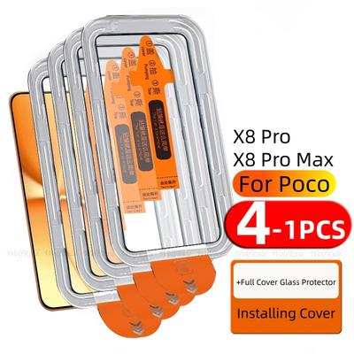 4/3/2/1 Stück Für Poco X8 Pro Glas Xiaomi Poco X8 Pro Gehärtetes Glas Vollabdeckung Kleber 9H Staubfreier Displayschutz Poco X8 Pro Max