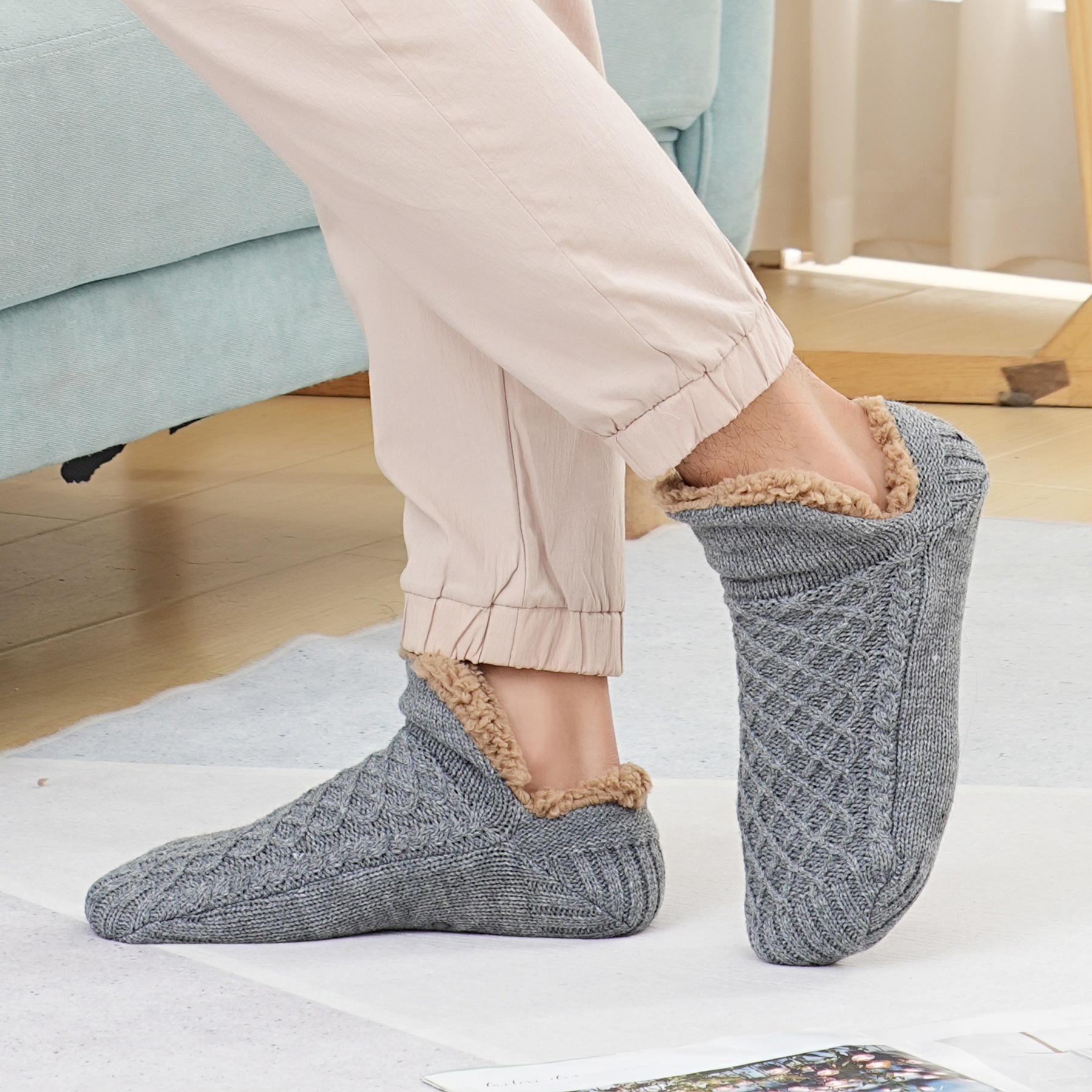 

Men s Thickened Wool Velvet Slip-Resistant Indoor Sock Covers One Size (40-43) светло-серый