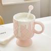 Cream Ice Cream Coffee Cup with Mixing Spoon Ceramic Cup Ins High Value Milk Cup for Girls Household Mug