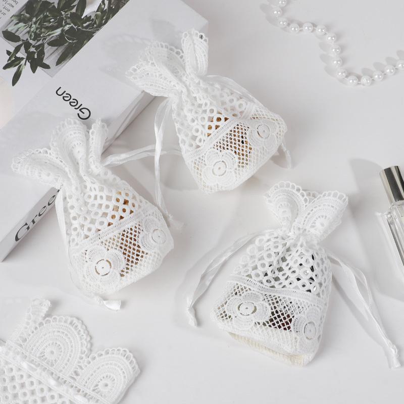 3-12Pcs White Lace Drawstring Bags Jewelry Packaging Bags Wedding Gifts for Guests Birthday Party Christmas Candy Gift Bags