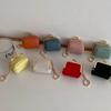 Multicolored Kiss Lock Coin Purse With Keychain Small Item Bag Simple Leather Jewelry Bag  Ring
