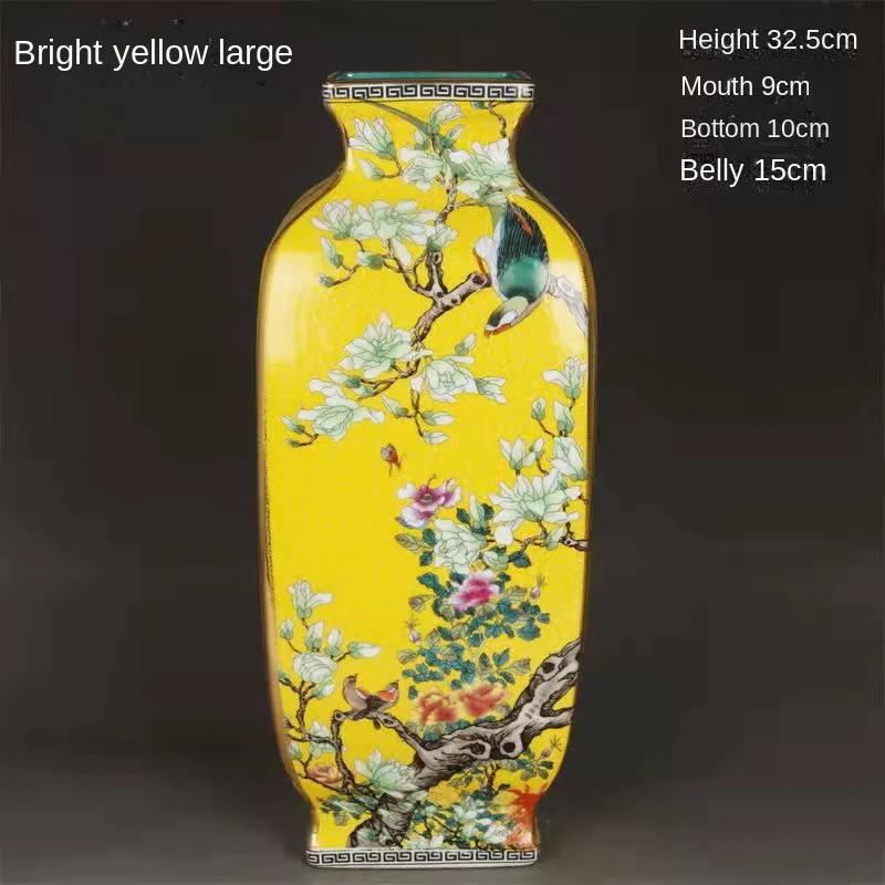 

Ваза полностью ручная работа, новая китайская эмалевая керамика, расписанная квадратная бутылка, имитация старинного домашнего настольного украшения 1 шт.