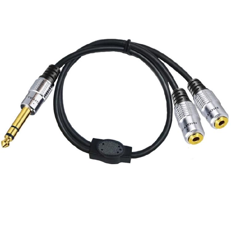 Auditory Cable Converter 6.35 Male to 2x 3.5 Female Splitter for Headphone