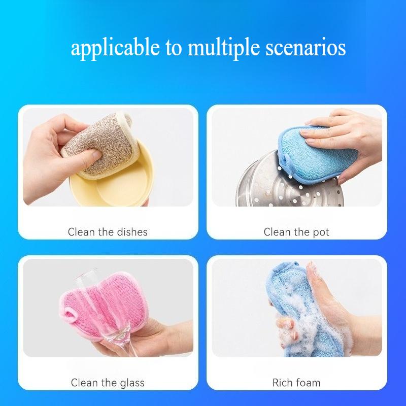 Magic Sponge Double-sided Dishwashing Pan Pot Dish Wash Rust Stain Sponge Kitchen Products Kitchen Utensil and Home