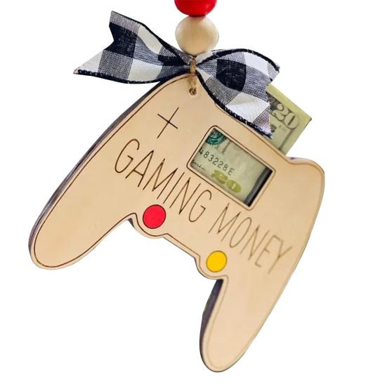 Håndlaget trepengeholder Juletre Reinsdyr Pengeklemme Lommebokpynt med velsignelse Plassering Pengeautomat for juletrehjem