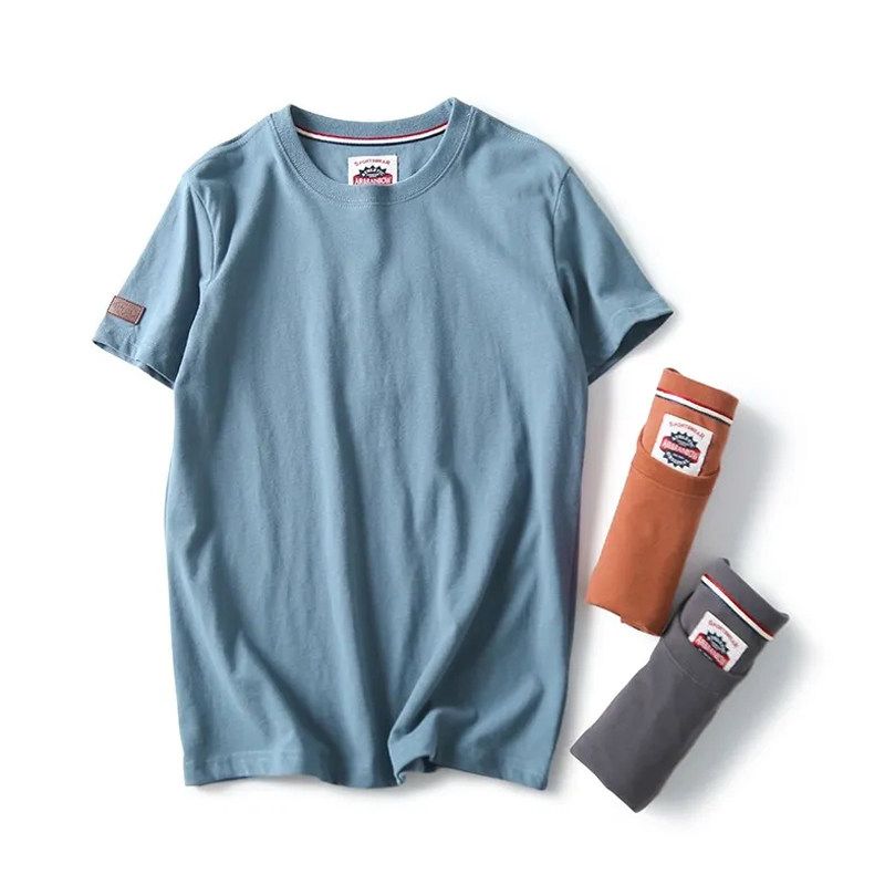 Stylish Full ~ Exported to Japan Cut Label Men's Clothing Export Cotton T-shirt Tail Single round Neck Men's Short-Sleeved T-shirt Tide
