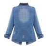 Damen Langarm Stehkragen Reißverschluss Herbst und Winter Jeansjacke