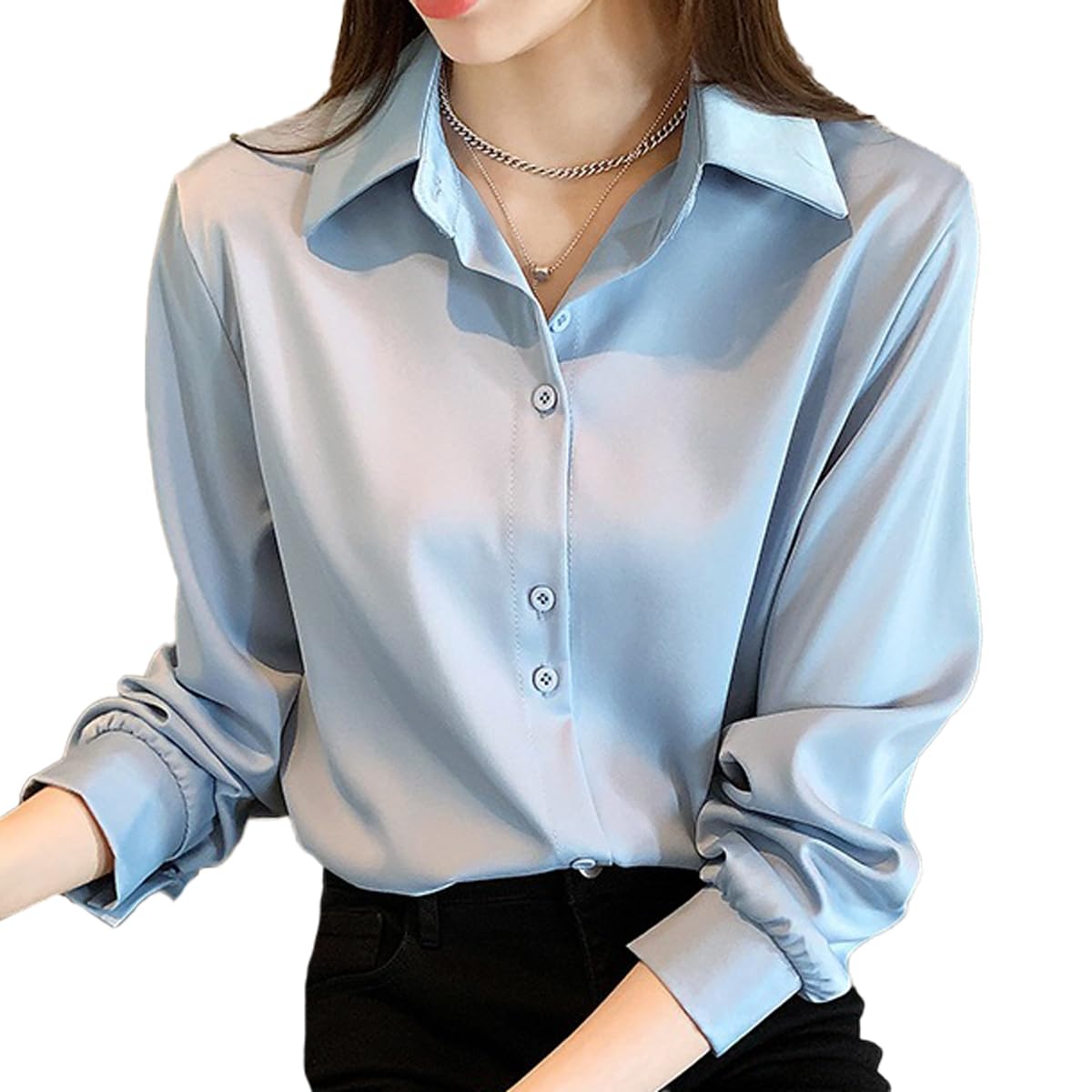 

Простая блузка рубашка офисный кэжуал длинный рукав большой размер длинная рубашка однотонная кэжуал длинный рукав шифоновая рубашка офисный кэжуал рабочая одежда церемония вручения дипломов синий