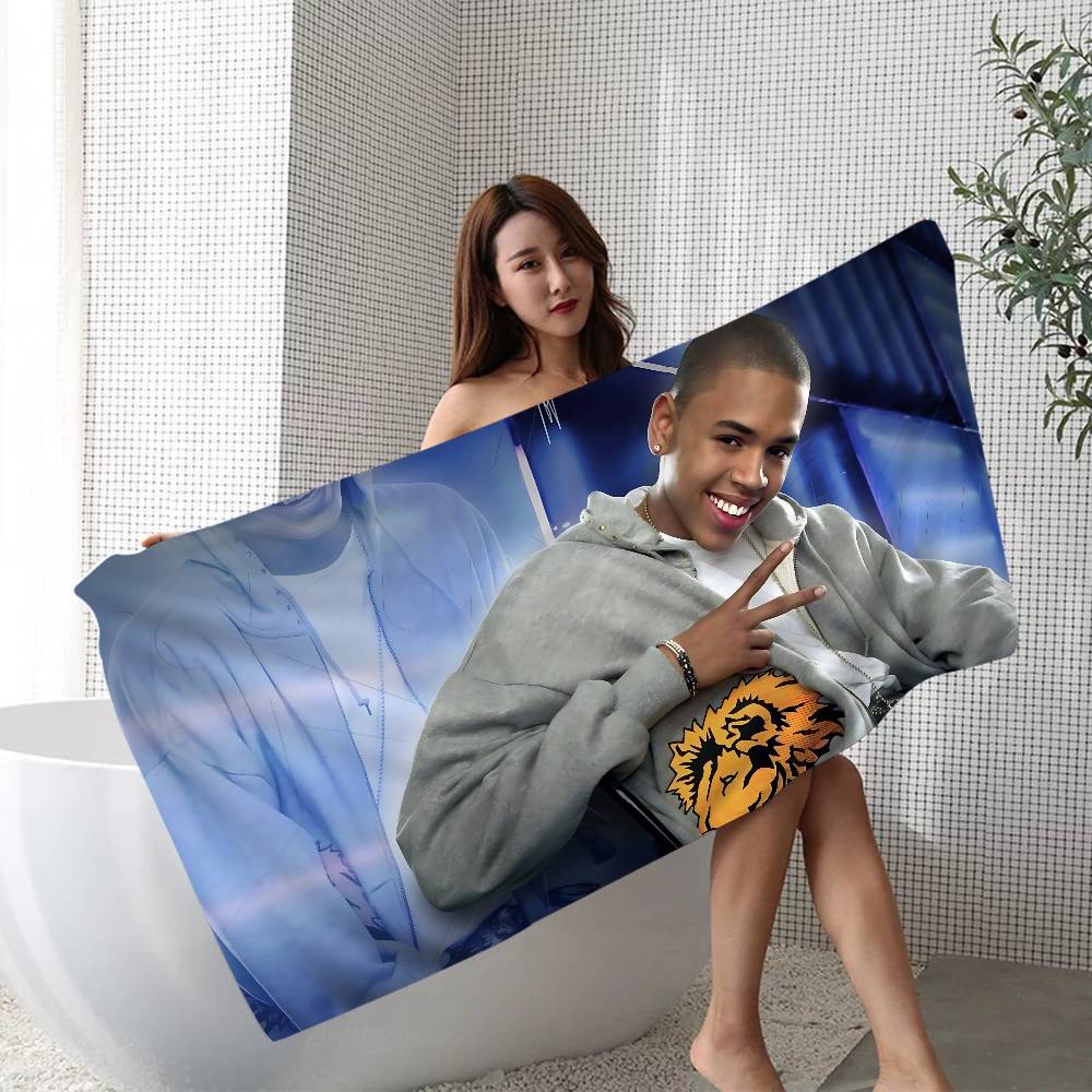 

Rap singer C-Chris B-Brown Anime Beach Swimming Towel Soft Absorbent Washcloth Children s Gifts for Kids Travel Camping Gym W40*H60(CM)