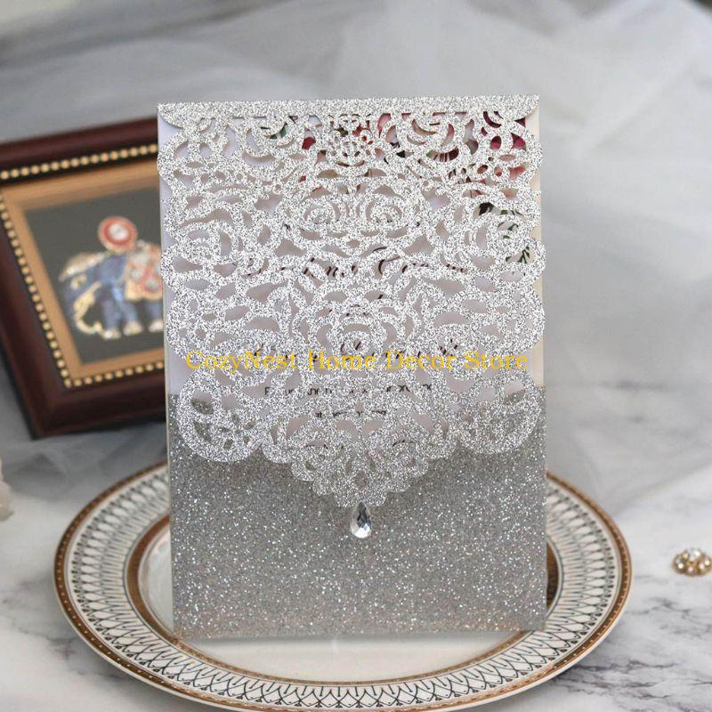 92MF Cut Glitter Greeting Card 10pcs/set Birthday Card Message Cards Accessory