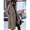 Cappotto da Donna Doppiopetto di Media Lunghezza in Misto Lana - Cappotto con Tasca a Revers Tacca