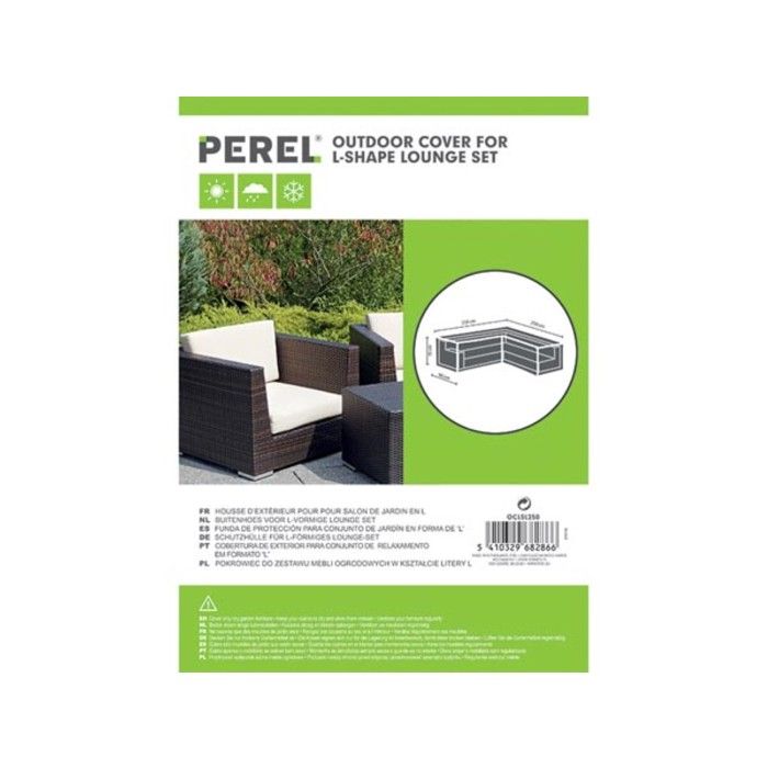 Perel garden étui pour l en forme de salon de 250 cm set, noir, 215 x 215 x 70 cm - oclsl250