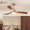 Bauhaus Mid-Century Silent Solid Wood Smart Ceiling Fan Light for Living Room/Bedroom