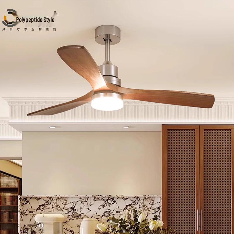 Bauhaus Mid-Century Silent Solid Wood Smart Ceiling Fan Light for Living Room/Bedroom
