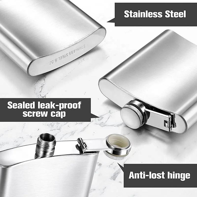 Portable Stainless Steel Hip Flask, Wine Bottle, Whisky Pot, Alcohol Container, Pocket, Leakproof Wine Bottle, Screw Cap