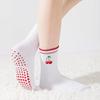 New Cotton Pilates Socks Breathable Harajuku Street Cherry Embroidery Socks Casual Sweat-absorbent Mid Tube Socks