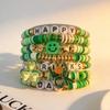 St. Patrick's Day Seven-Piece Polymer Clay Beaded Shamrock Bracelet Set