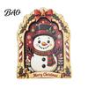 Solid Wood Holiday Decorations Christmas Wooden Vintage Sign, Rustic Table Ornament, 2D Santa Claus Home Party Supplies Snowman Penguin Desktop