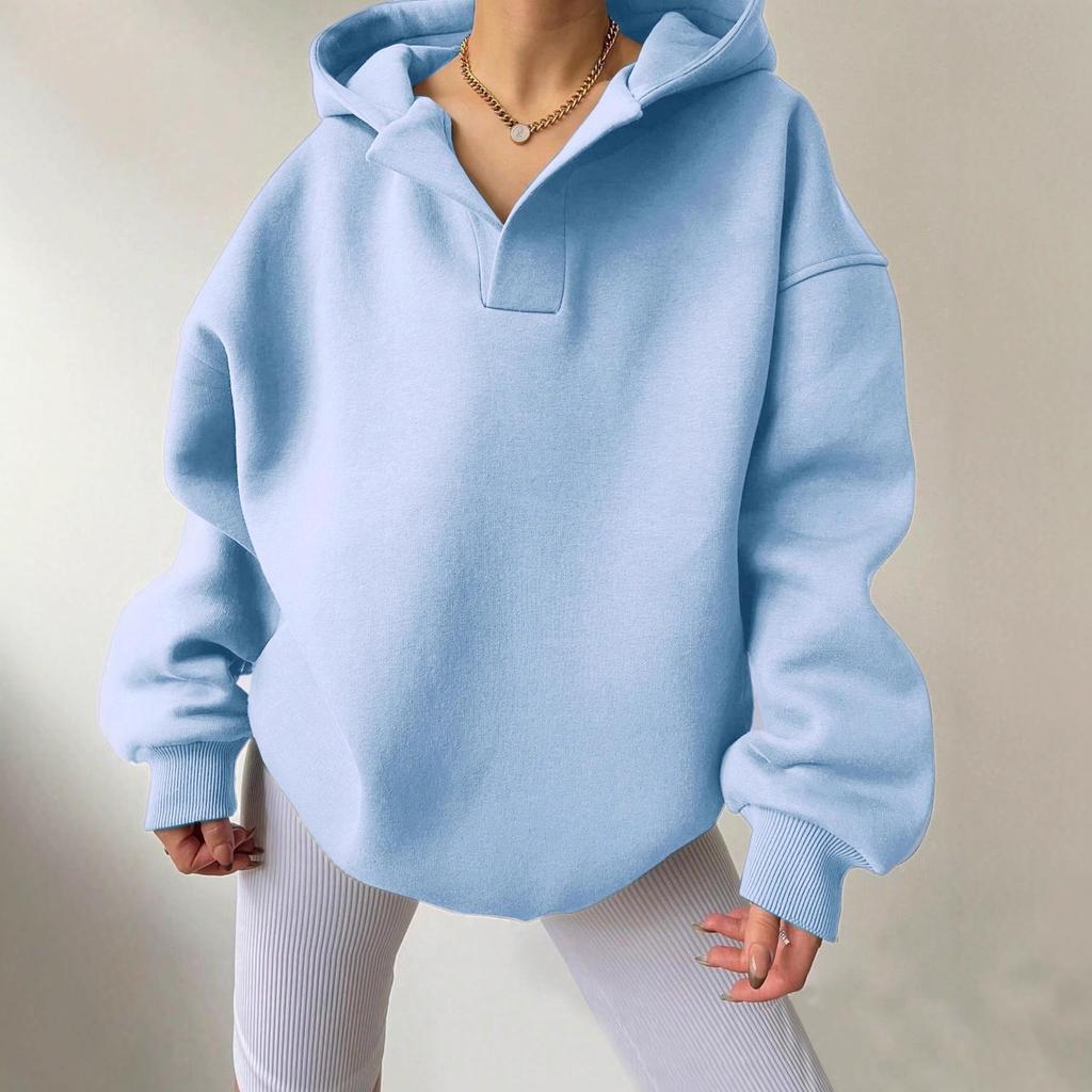 Women's Hooded Neck Long Sleeve Oversized Casual Hoodie Sweatshirt