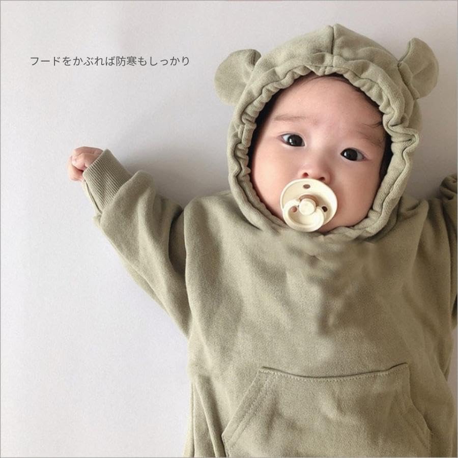 EnDast Baby Long Bear Animal Stylish 90cm Romper, Sleeves, Hooded, Ears, Kigurumi, Halloween, Coverall, Children's Clothing, Spring, Autumn, Winter,
