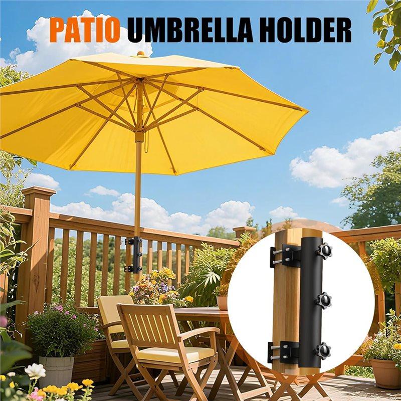Good-Patio Umbrella Holder For Deck Railing, Adjustable Heavy Duty Mount For Courtyard Balcony