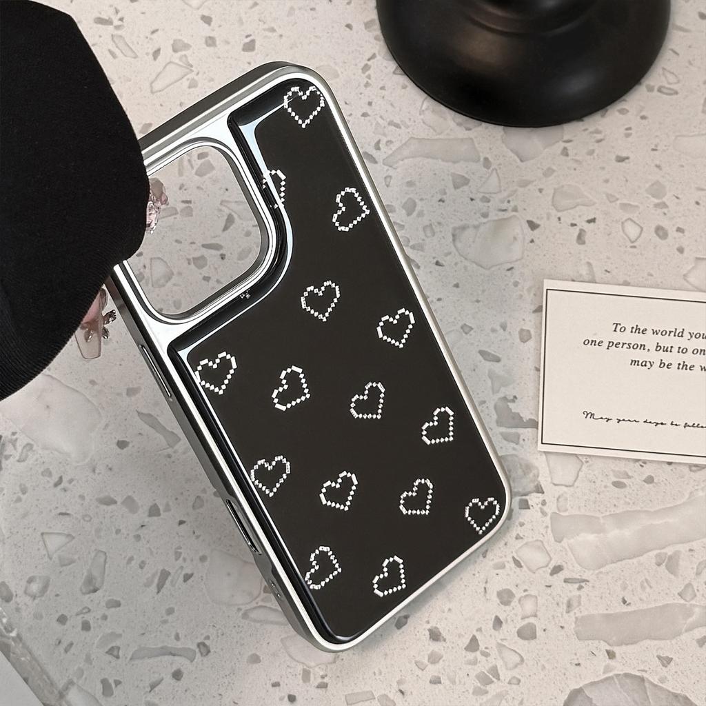 Gilt for Apple 16 Promax Mobile Phone Case for IPhone 17 Glue Simple Small Love 13 Electroplating 14 Anti-fall