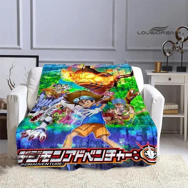 Coperta stampata cartone animato Digimon Coperta in flanella Coperta calda coperta da picnic Coperta da casa da viaggio fodere per letto Regalo di compleanno
