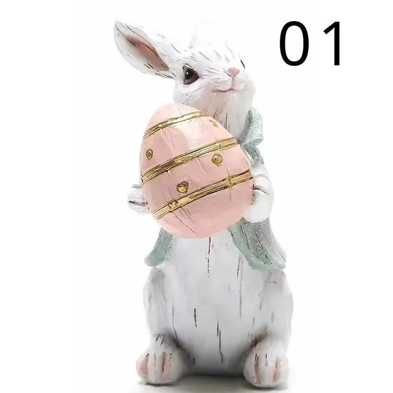 Cute Easter Rabbit eggs Table Ornaments Bunny Holding Carrots Party Kid Gift Happy Easter Party Decoration for Home Courtyard Garden 2024