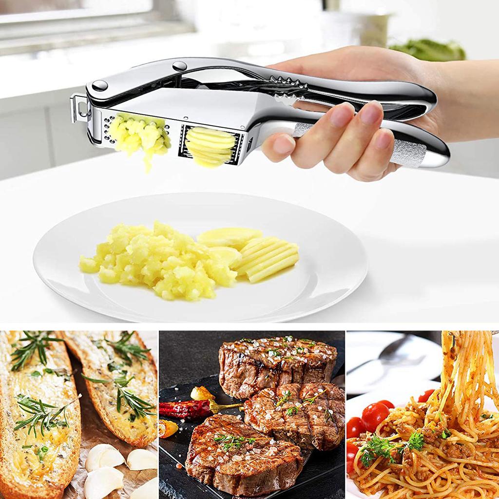 2 In 1 Garlic Crusher Slicer Stainless Steel Garlic Masher Squeezer Manual Press Multifunction Grinding Tool Kitchen Accessories